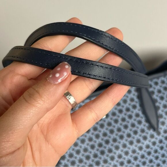 KATE SPADE Navy Blue Geometric Link Tote Surprise Knott Laptop Work Shoulder Bag - Picture 2 of 15